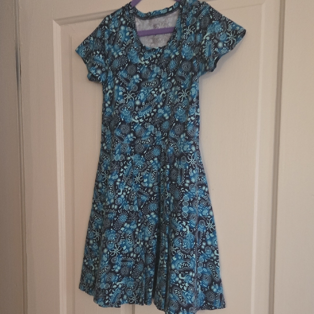 Princess Awesome Floral Blue Kids Dress